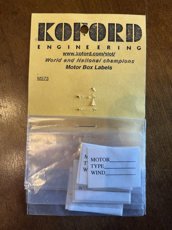 Koford - Motor Box Labels -  1/24 Slot Car  (3 Sets)