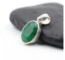 Emerald Pendant Natural May Birthstone Pendant 925 Sterling Silver