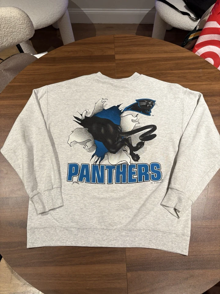 Sudadera Pullover De Colección Nuez moscada Años 90 Carolina Panthers NFL Hecha en EE. UU. Adulto Talla XL Foto 4 de 4