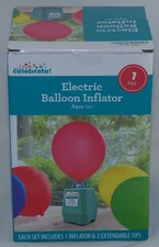 SEALED Way To Celebrate! Electric Balloon Inflator with Two Extendable Tips