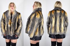 Brand New Mens American Grey Fox Fur Jacket Bomber Size Large Made in the USA