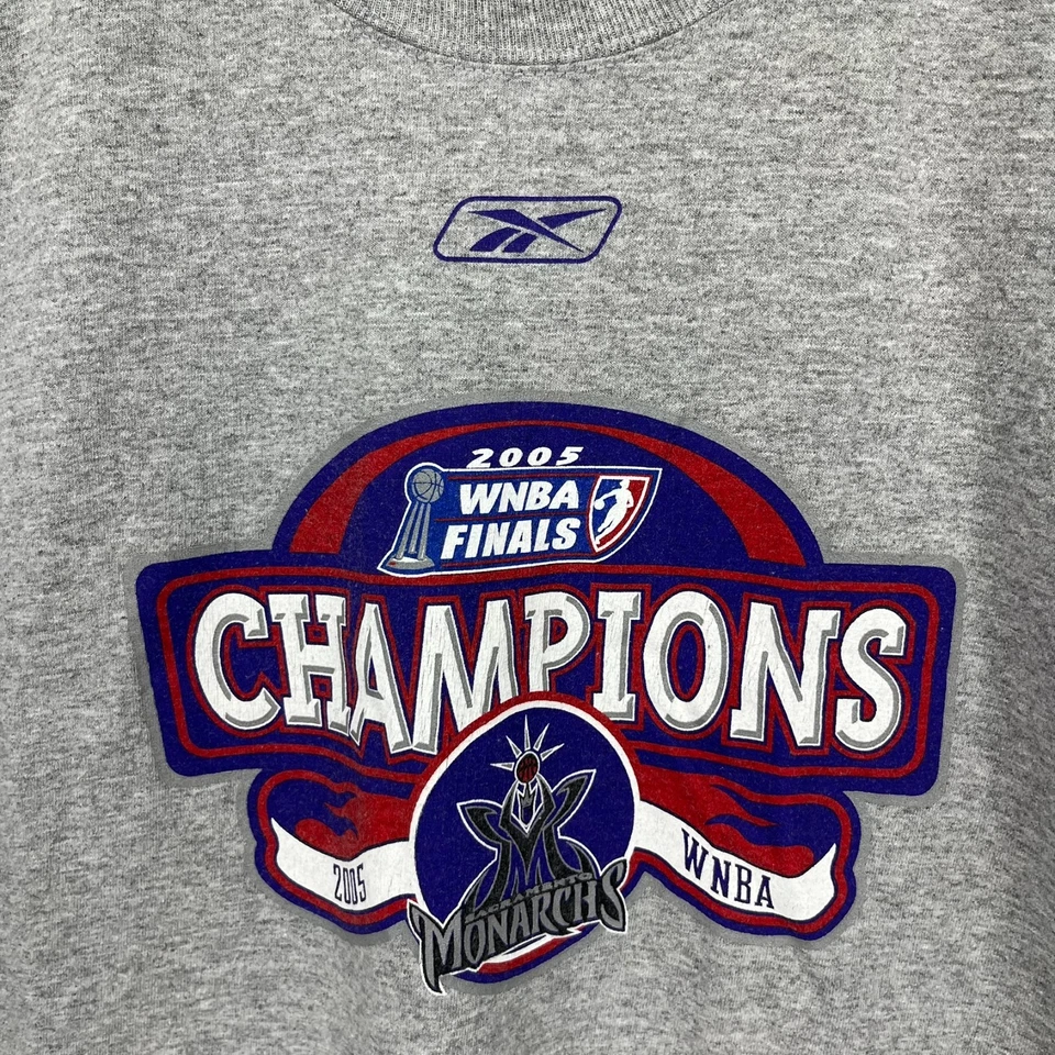 Sacramento Monarchs WNBA Finals 2005 T-Shirt Adult Size L Gray Reebok Basketball - Image 4 of 4