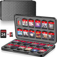 Switch Game Case Holder with 24 Cartridge Slots and 24 Micro SD Card Storage, Sl
