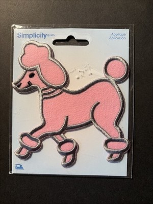 SIMPLICITY Pink & Silver POODLE Iron-On Applique  1 Piece New Sealed