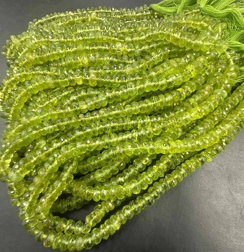 Peridot Faceted Beads 9"Strand Rondelle Beads 6 mm Natural Green Gemstone DIY GV
