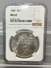 1880 Morgan Silver Dollar - NGC - MS 63