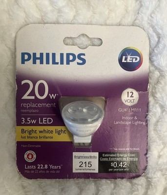 Philips 20W Replacement Bright White 3.5W LED GU4/MR11 12V Indoor Landscape Bulb