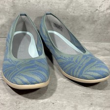 BZees Air Step Stretch Knit Slip On Ballet Flats Blue / Teal Shoes Women's 8.5 W