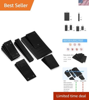 16 Pack Multiple Size Slopes Black Plastic Composite Shims Leveling Wedges fo...