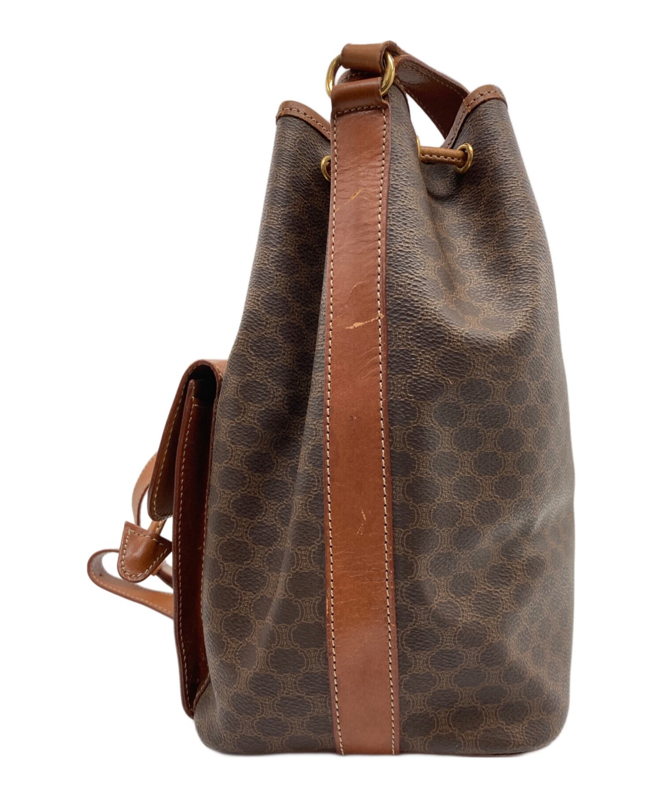 Celine Macadam Pattern Drawstring Shoulder Bag Br… - image 3