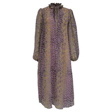 Ganni Leopard-Print Midi Dress In Polyester Women Multicolor Size 36