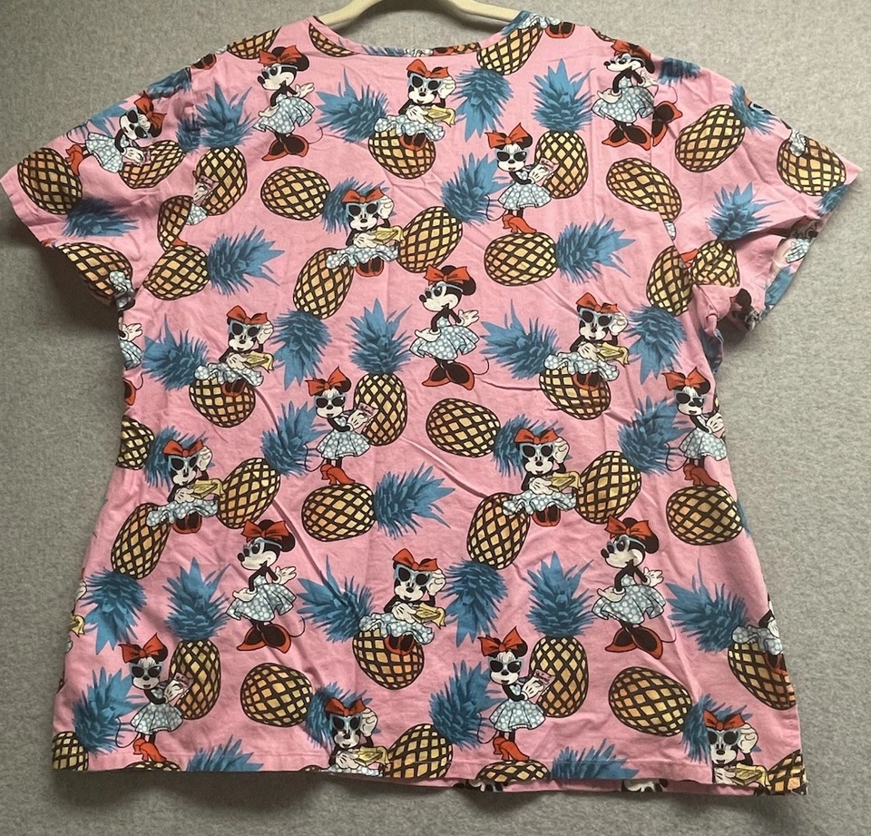 Disney Minnie Mouse Scrubs Top. 2XL Two Pocket Medical Shirt. Pineapple. - Image 2 of 4