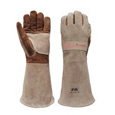 Grillhandschuhe und Schwei&szlig;handschuhe aus Rindsleder, lang&auml;rmelig, feuerfest, L