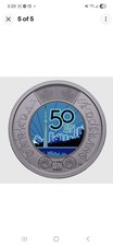 2026 Canada Toonie $2 CN Tower 50th anniv coloured and glows under UV light!