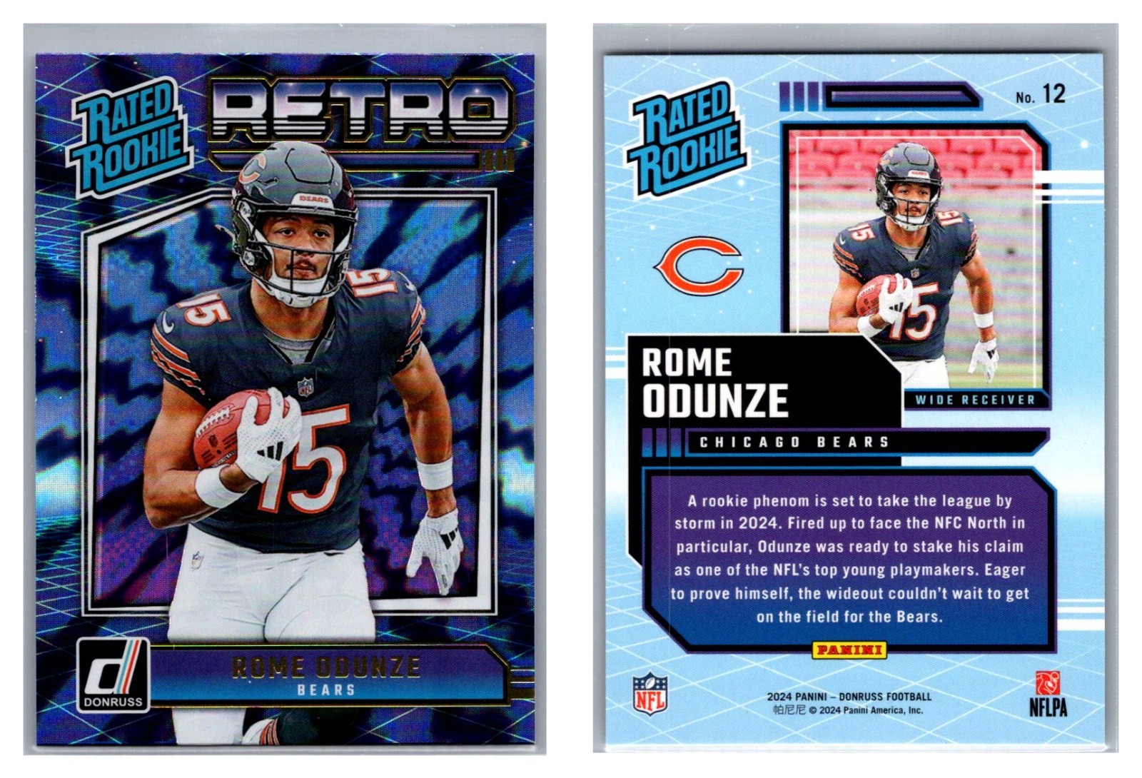 Rome Odunze 2024 Donruss Retro Rated Rookie Chicago Bears
