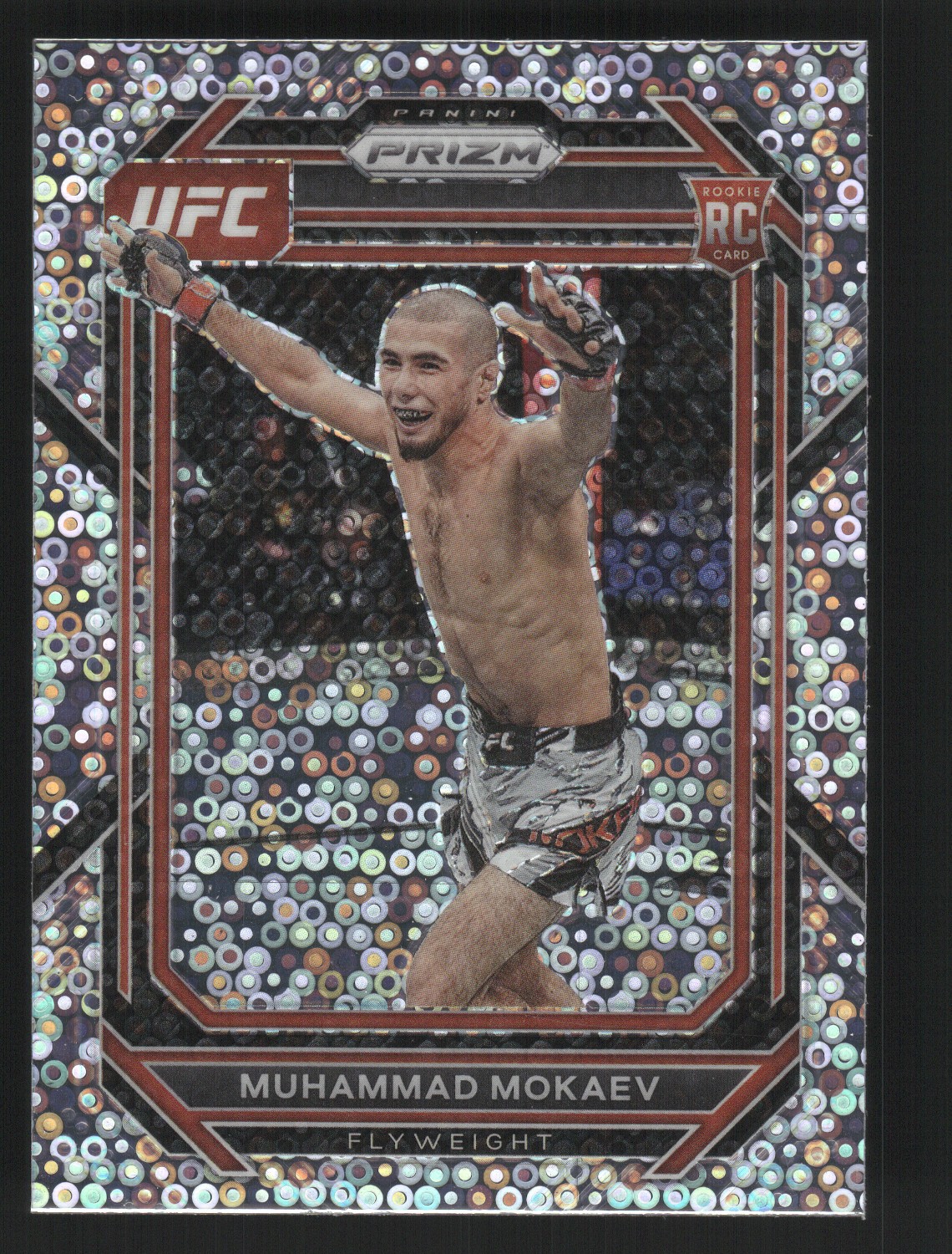 2023 2023 Panini Prizm UFC Muhammad Mokaev #124 Under Card Prizm (Disco) RC