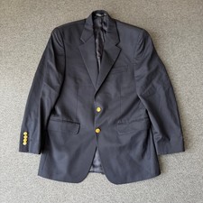Ralph Ralph Lauren Mens Navy Blue 100 Wool Blazer Gold Crest Buttons Size 38R