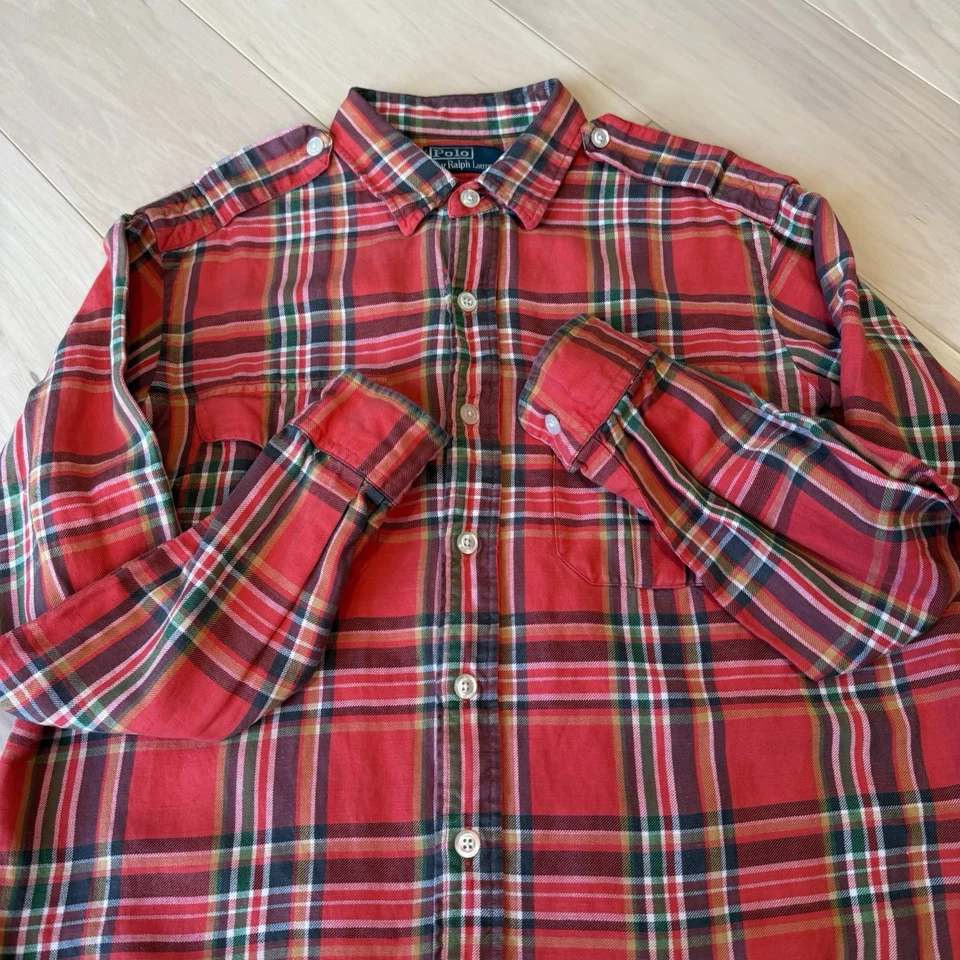 Vintage Polo Ralph Lauren Shirt L Multicolor Silk Linen 90s New York RRL - Image 4 of 4