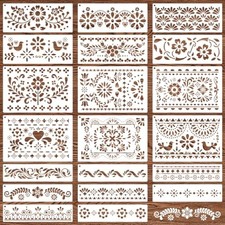 Pcs Talavera Rectangle Stencils,Flower Stencils 20 Floral Pattern Rectangular