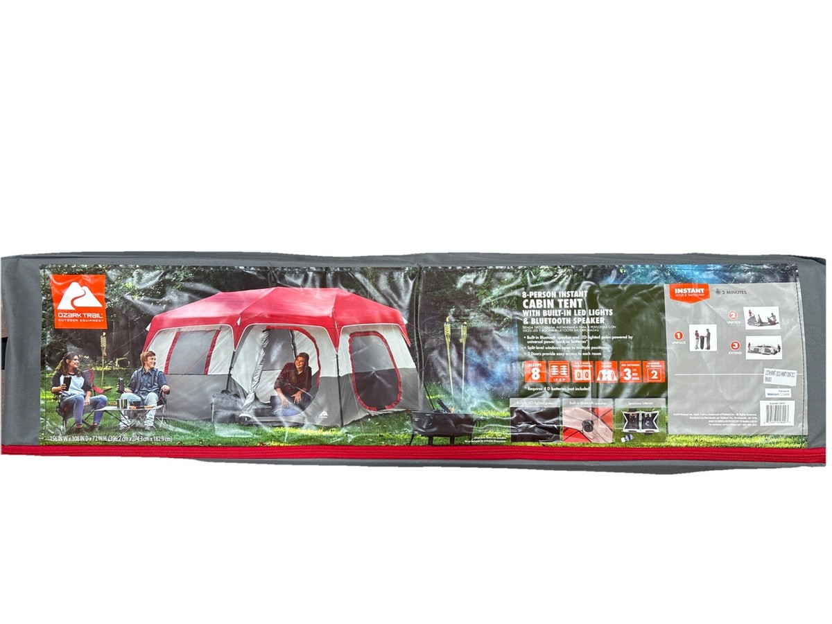 Ozark Trail 8-Person Instant Cabin Tent With Built In LED Lights Speaker