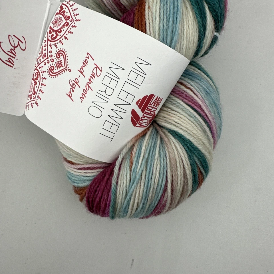 Lana Grossa Meilenweit Merino Sock Yarn Limited Edition Rainbow Hand Dyed Baja - Image 4 of 4
