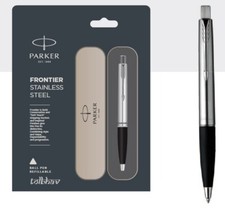 Parker Frontier Stahl CT Chromrand Kugelschreiber Feine Spitze Blaue Tinte Jo...