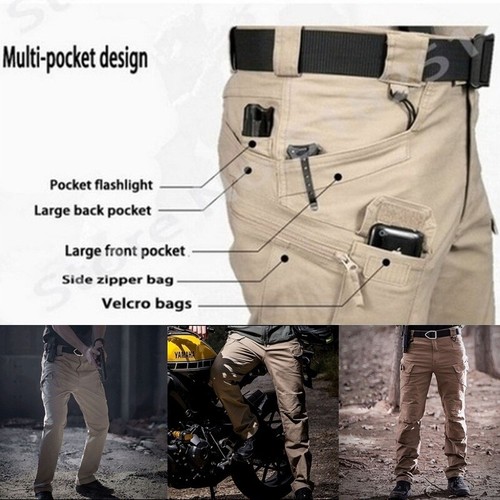 Tactical Mens Cargo pants Waterproof Work Hiking Combat Outdoor Trousers Pants - Picture 12 of 27