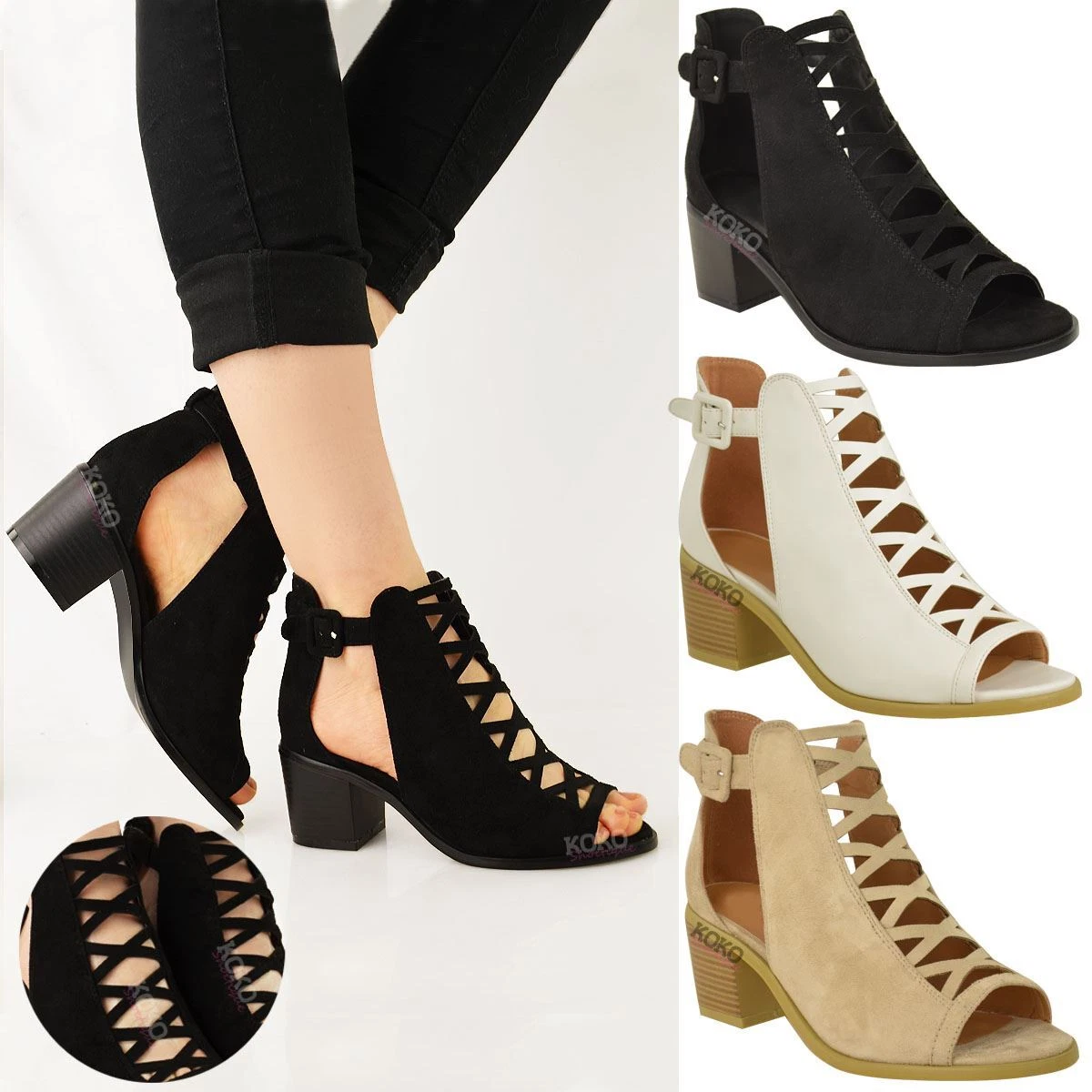 Cut out shop lace up wedges