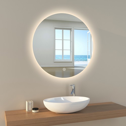 Badspiegel Wandspiegel Rund LED mit Touch Dekospiegel Loft Spiegel 50/70/80 cm - Bild 3 von 16