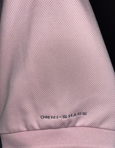 Columbia Mens Polo Shirt Medium PFG Pink Omni Shade Vented - Picture 4 of 8