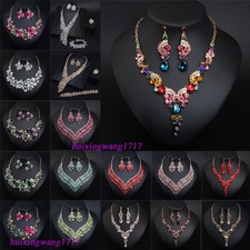 Fashion Crystal Jewelry Set Necklace Earrings Choker Collar Bridal Wedding Gifts