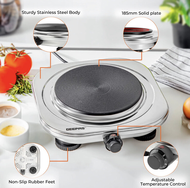 Geepas Hot Plate Electric Cooker Single Portable Table Top Hob 1500w