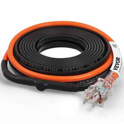 VEVOR 30 ft. Pipe Heat Cable 5W/ft. Self-Regulating Heat Tape IP68 110V