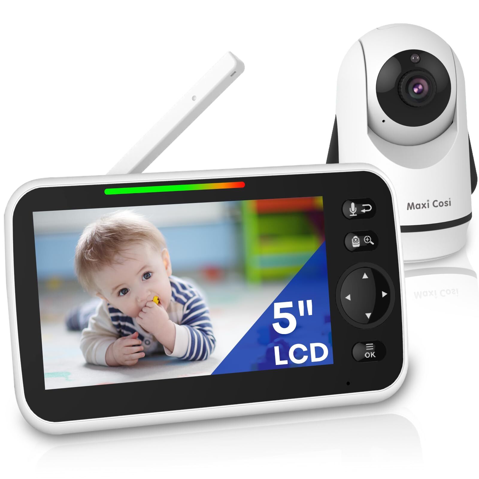 Baby Monitor with Camera and Audio, 5'' Sreen Baby Camera Monitor No WiFi,30-...-image