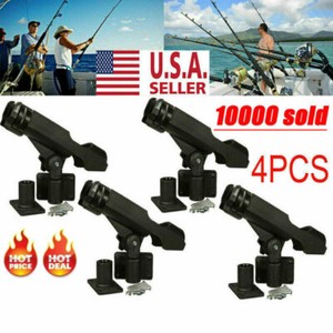 4pc For Kayak Boat Fishing Pole Rod Holder Tackle Kit Adjustable Side Rail Mount