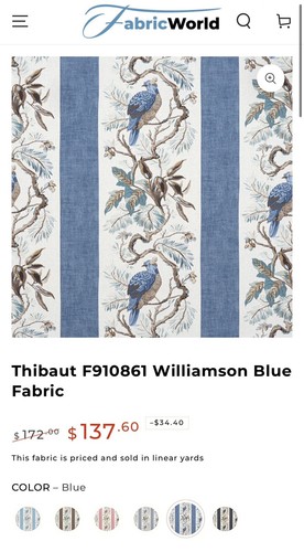 Thibaut F910861 Williamson Blue Fabric 8 yards - Picture 10 of 10