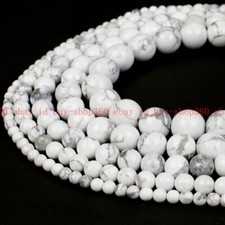 Natural White Howlite Beads Round Jewelry Making 4/6/8/10/12/14mm 15" Strand