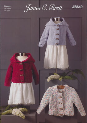 James Brett Grobstrickmuster Baby Spitzen- oder Strumpfstich Strickjacken JB649