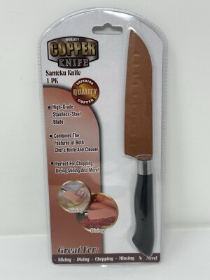 Copper Santoku Japanese Knife For Chopping, Dicing, Mincing Stay Sharp Forever