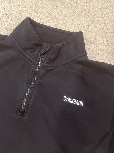 Felpa Gymshark Uomo L Grande Giorno di Riposo 1/4 Zip Nera David Laid - Foto 2 di 6