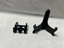 Wood black wooden display stand easel & plastic hanging holder