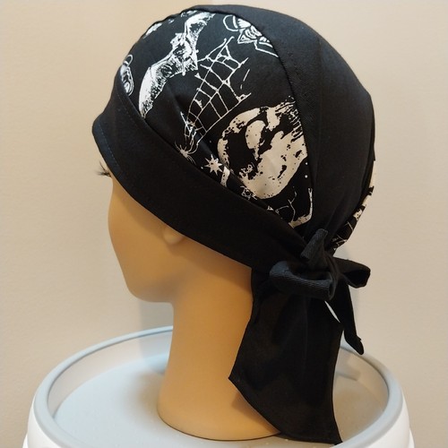 Biker Gothic Durag, FITTED Bandana, Skull CAP, Helmet liner, cotton, made Aust - Picture 3 of 10