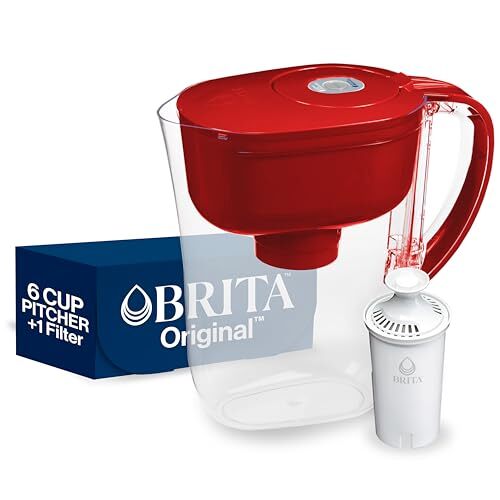 Brita Metro 6 Cup Red Water Filter Pitcher BPA Free with Sta