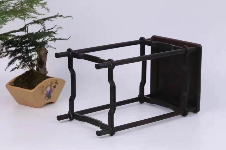 bonsai base black hard wood China Purple sandalwood carved square stand display8 - Image 4 of 4