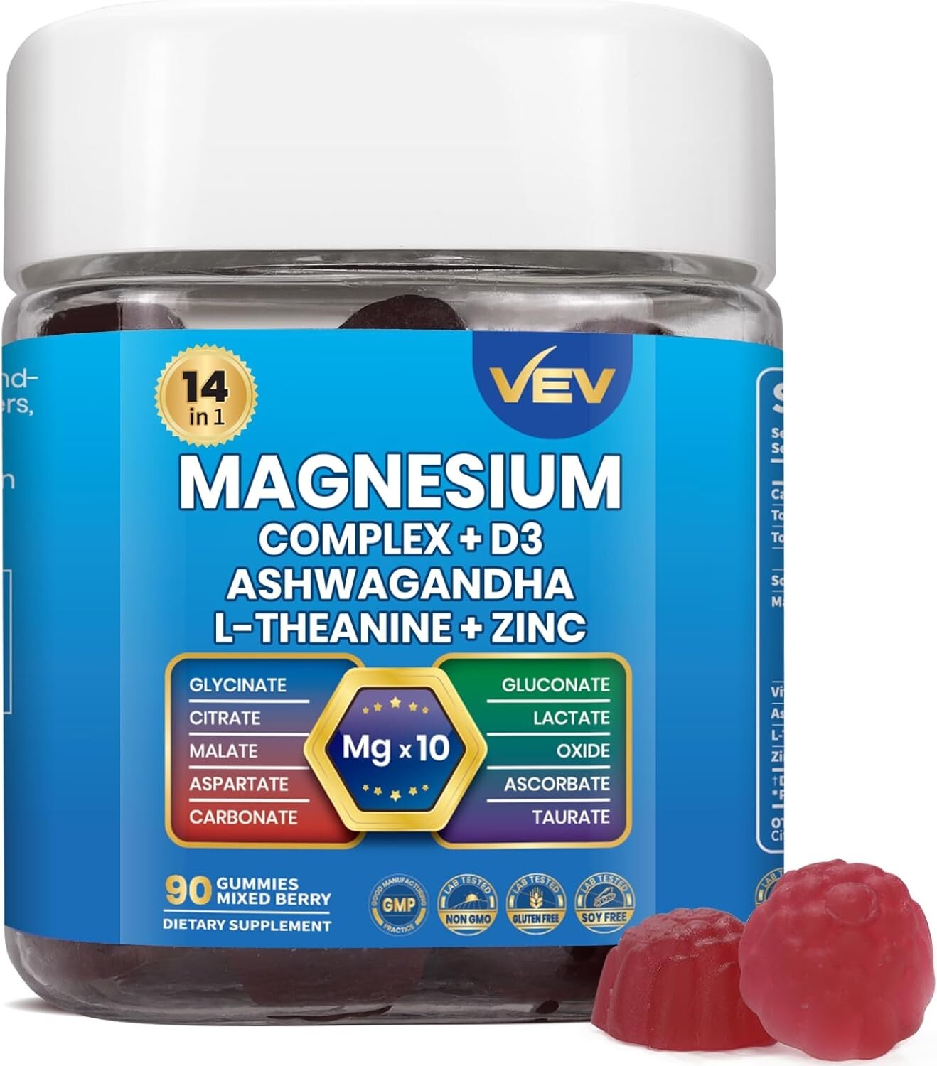 VEV Cortisol & Magnesium Complex Supplement - 10 Types of Magnesium - 90ct