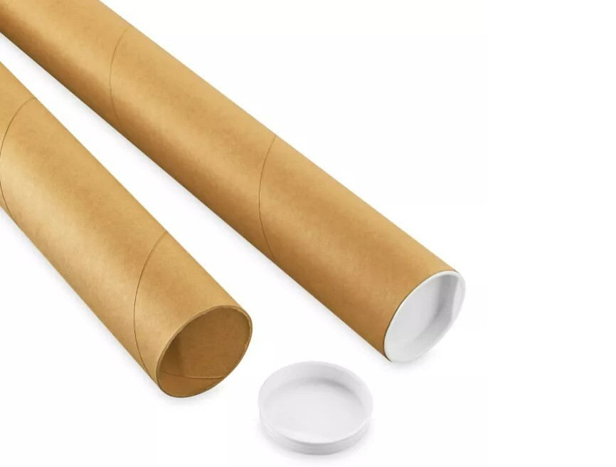 35 Count Uline Kraft Mailing Tube with End Caps 2.5" x 20" L .06