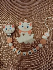 Attache tetine personnalisée Marie Aristochats silicone et anneau de dentition