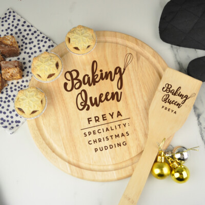 Personalisiertes Backkönigin Set Servieren Kuchenbrett Kuchenständer Backmischung Spatel