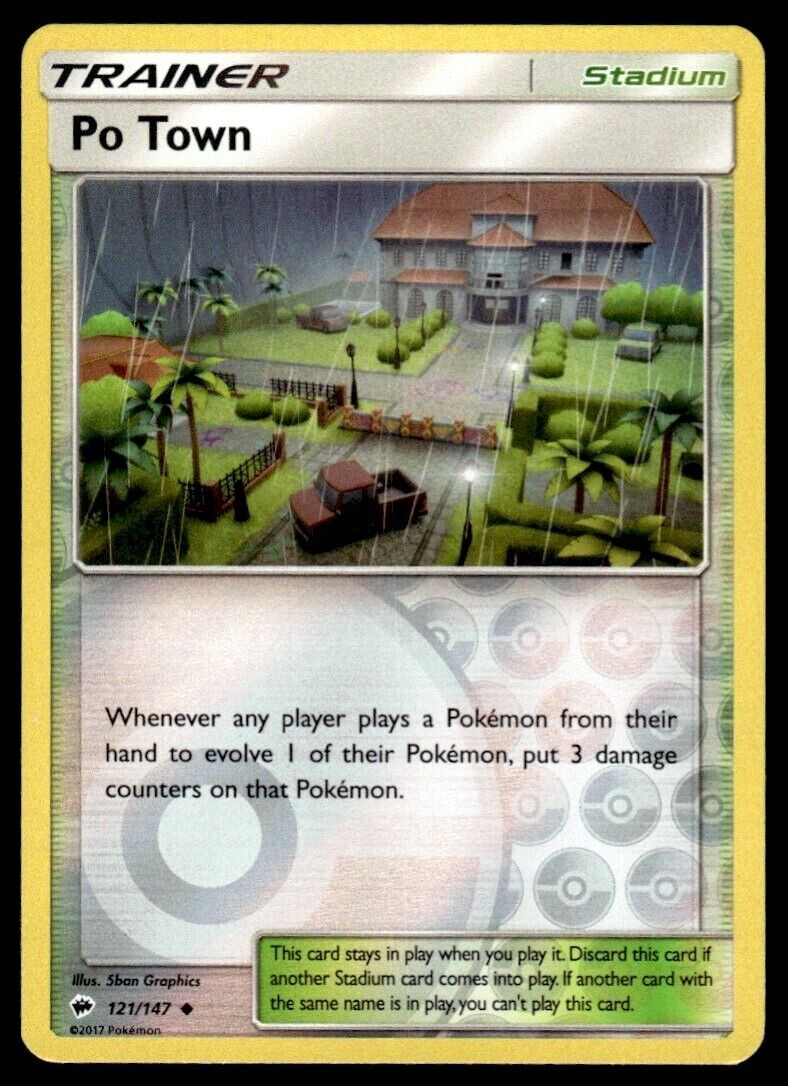 Pokemon -  Po Town - 121/147  - Burning Shadows - Reverse Holo - NM/M