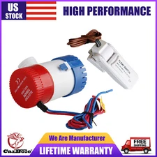 12V BILGE PUMP 1100GPH SUBMERSIBLE Boat/Marine Water Pump KIT w/ Float Switch